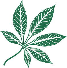 Elegant five-leaf botanical illustration symbolizing nature, eco-friendliness, and growth. Perfect for eco brands, herbal products, posters, stickers, t-shirts, and lifestyle designs.