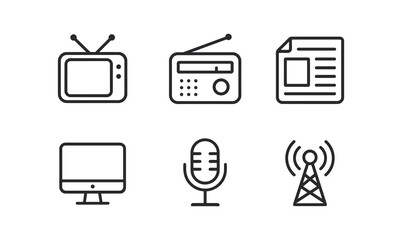 Media icons collection for communication and technology design