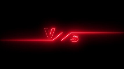 Glowing neon light line on text vs on black background 4k animation  - Powered by Adobe