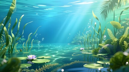 Underwater Garden with Lotus Flowers