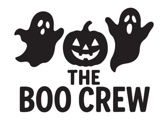 the boo crew logo silhouette vector, halloween boo crew vector silhouette illustration, halloween spooky ghost the boo crew, the boo crew logo silhouettes vector on white background