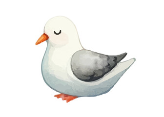 Obraz premium Seagull, sea, watercolor style, vector, hand drawn.