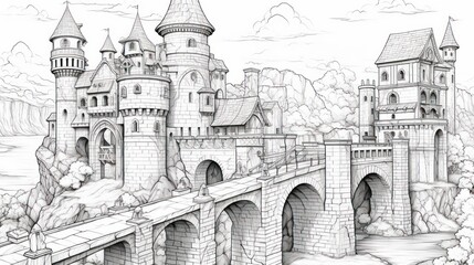 Medieval castle drawing