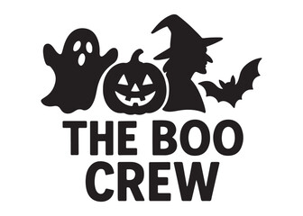 the boo crew logo silhouette vector, halloween boo crew vector silhouette illustration, halloween spooky ghost the boo crew, the boo crew logo silhouettes vector on white background