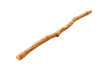 Wooden magic wand with spiral design on black background, cut out