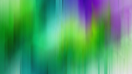 Abstract vertical blur of green purple and teal colors with soft light background blurred