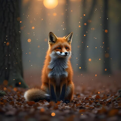 Fototapeta premium Fox in magical wood