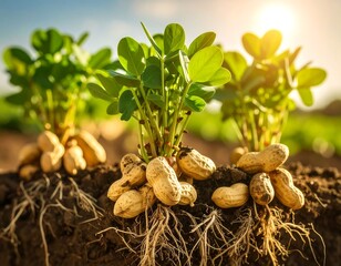 Peanut sprouts in fertile soil