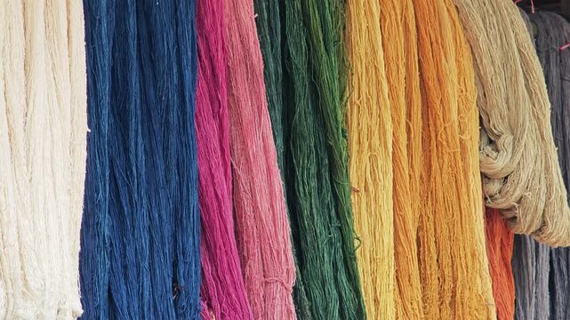 Multicolored cotton yarn and thread.