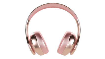 Modern pink over ear headphones isolated on transparent background