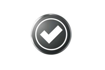 3D Checkmark Icon Dark Grey Silver Button Design