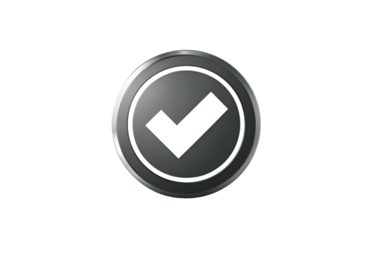 3D Checkmark Icon Dark Grey Silver Button Design