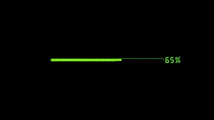 3D Loading bar , and downloading bar with waiting bar on the progress bar loading percentage neonatal green loading bar progressing with black background.Loading Green Progress Bar on black background