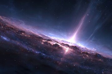 Gigantic cosmic beacon illuminates the galactic realm, showcasing stellar phenomena and vibrant formations in the vastness of space