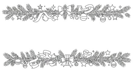 holiday decorations with pine branches stars and ornaments