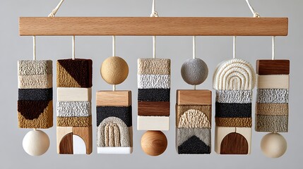 Modern Baby Mobile with Geometric Shapes in Earthy Tones for Nursery Decor