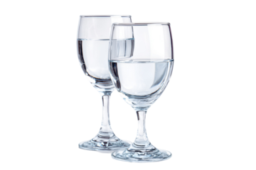 Two glasses of water on black background refreshment hydration crystal clear