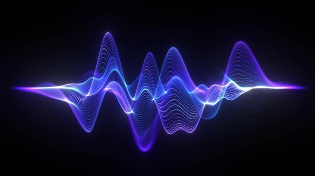 Blue sound Waves Frequency. Purple neon Futuristic Audio Waveform Graph In Seamless Loop. Audio Visualizer, Sound Analyzer Screen. Music wave, Audio space blue. Equalizer Hud User Interface. 4k 60fps. - Powered by Adobe