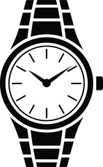 Stylized analog wristwatch icon with segmented band and clean face for time tracking, fashion, and interface design