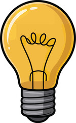 Cartoon light bulb vector with looped filament symbolizing ideas, innovation, inspiration, and creative thinking