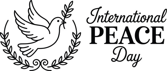 Dove with olive branch and laurel wreath vector symbolizing peace, honor, and global unity for International Peace Day