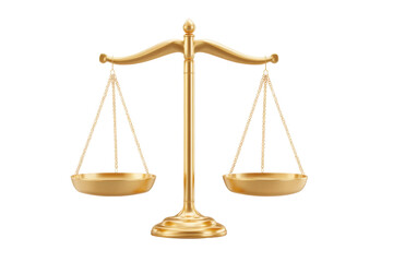 Golden balance scale symbolizing justice and fairness, cut out