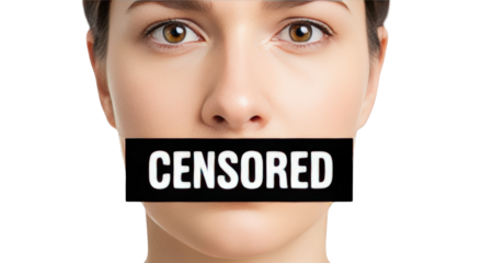 Censored Mouth Silenced Womans Expression detailed illustration featuring Censored, communication, protest, rights, eye, face design