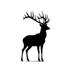Wild Deer Standing in Forest Vector Illustration