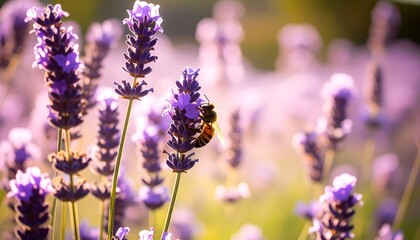 Lavender field with bee