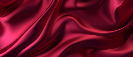 Obraz premium 4k Amazing abstract maroon curved silk texture. 3d banner dark royal red color. Oil marble trendy dynamic art with glowing