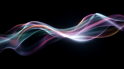 Naklejka premium Abstract colorful light wave on black background 