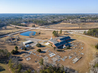 Aerial rural nature landscape after Hurricane Helene Thomson Augusta Georgia
