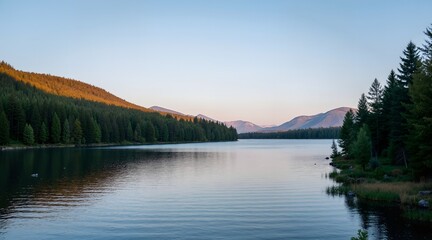 Naklejka premium mountain lake in the morning