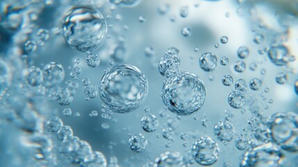 Close-up view of many translucent, spherical bubbles