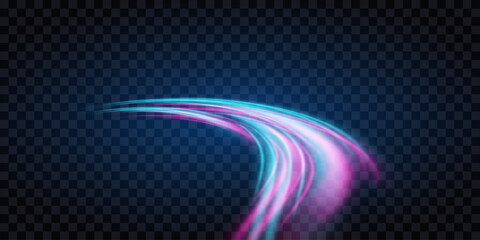 Speed ​​up the movement of speed on the night road. Motion Blur Effect.