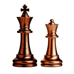 bronze chess pieces king or queen figur isolated on white or transparent