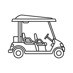Fototapeta premium Golf Cart Vector Illustration with Roof and Seats Outline Design