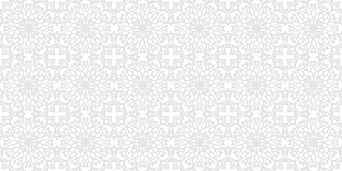 Subtle linear ornament. Vector abstract geometric seamless pattern with outline grid, diamonds, lattice, net. Simple minimal grey and white background texture. Repeated geo design for decor, textile