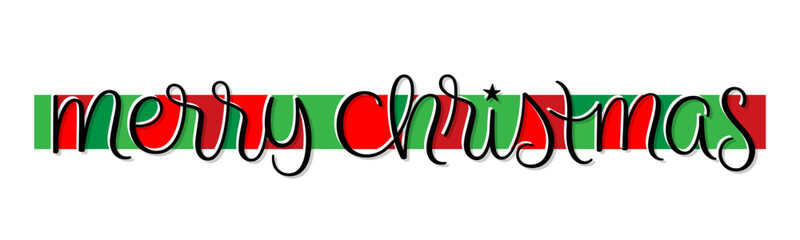 MERRY CHRISTMAS red and green vector hand lettering banner