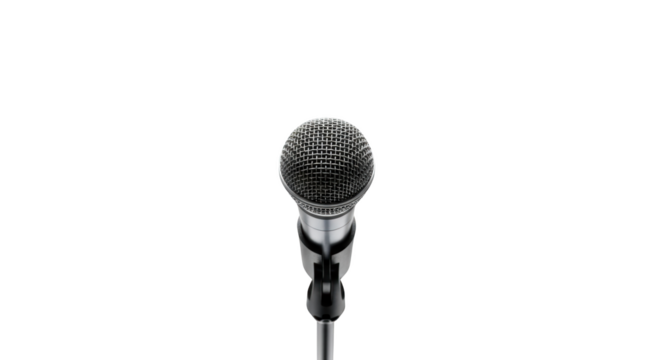 Professional Dynamic Microphone on White Background detailed illustration featuring conference, tool, karaoke, voice, equipment, stage