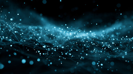 Obraz premium Blue network of dots lines over a dark background possibly an abstract concept