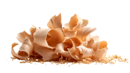 Light wood shavings swirl pile texture background