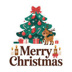 Fototapeta premium Minimalist Merry Christmas Vector Design..