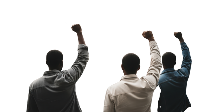 Three Men Raising Fists in Solidarity detailed illustration featuring movement, solidarity, fight, justice, freedom, cause design concept for