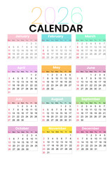 2026 Calendar Year Planner with Monthly Layout