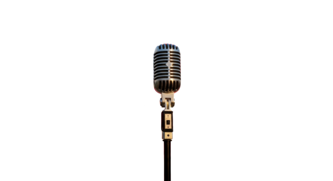 Vintage Microphone Isolated on White Background detailed illustration featuring vintage style, broadcast microphone, isolated, classic microphone,