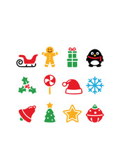 Naklejka premium Christmas Icon Set - Festive Holiday Vector.ai