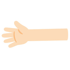 Human hand with five fingers, simple body part illustration ideal for gestures or educational designs.

