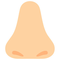 Human nose in natural skin tone, anatomical facial feature illustration ideal for anatomy or education themes.