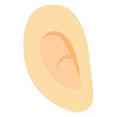 Human ear in soft skin tone, anatomical body part illustration perfect for medical or educational content.